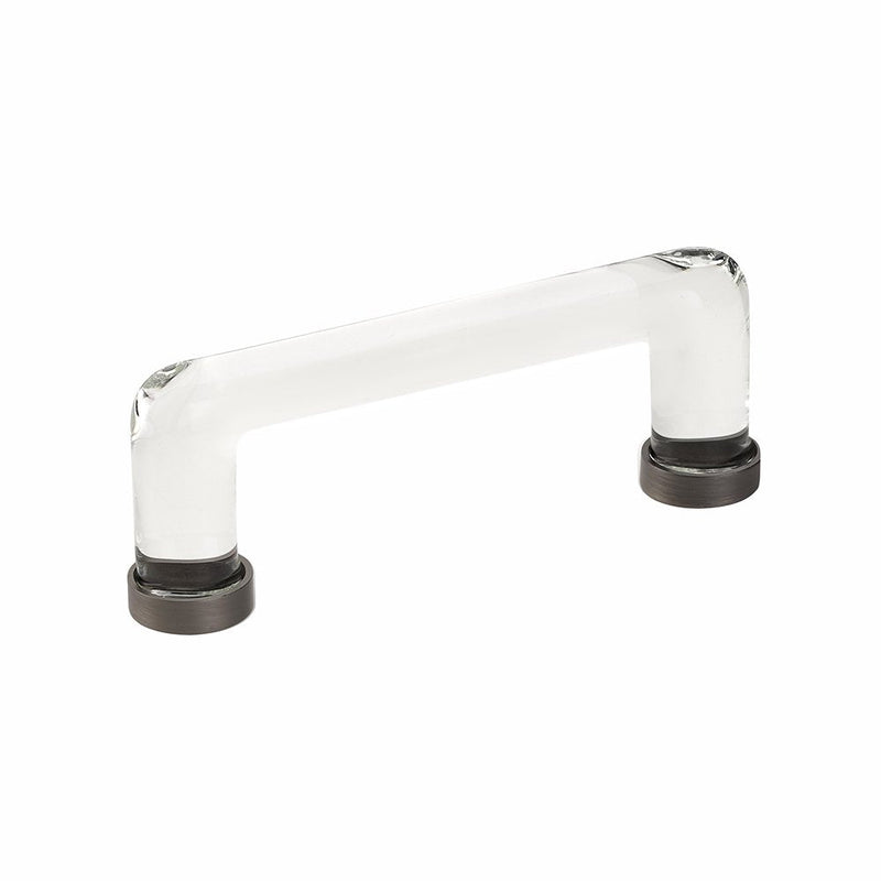 The Emtek Modern Glass Cabinet Pull, 4" Center to Center in Pewter finish