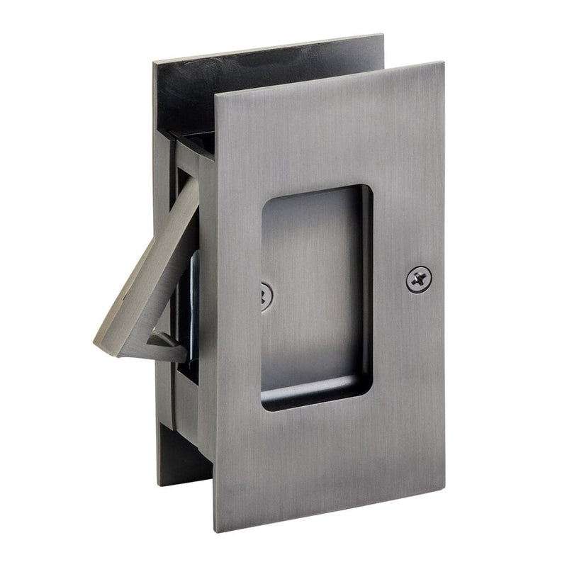 Emtek Passage Modern Rectangular Pocket Door Lock in Pewter finish