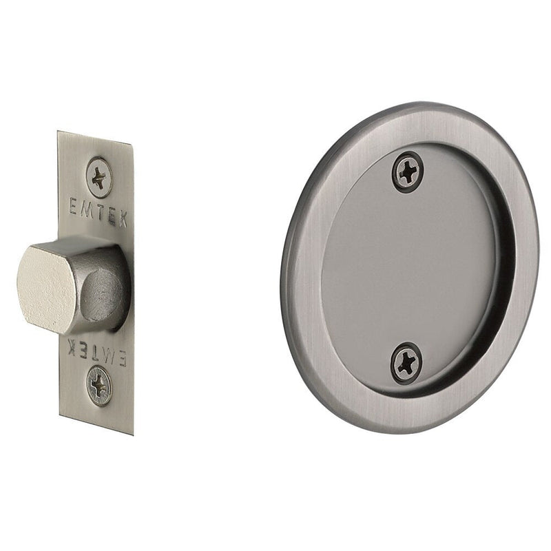 Emtek Passage Round Pocket Door Tubular Lock in Pewter finish