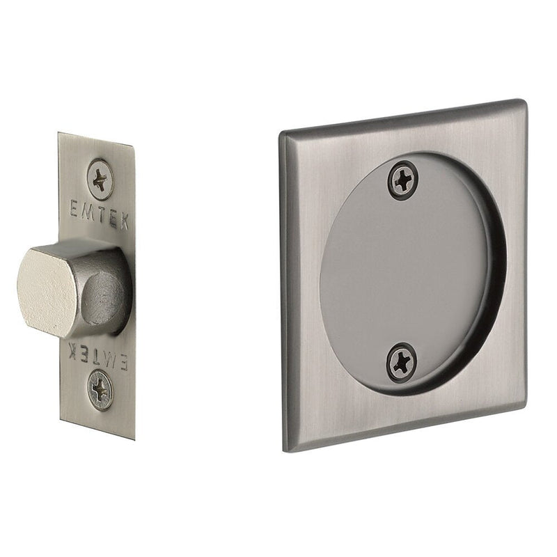 Emtek Passage Square Pocket Door Tubular Lock in Pewter finish