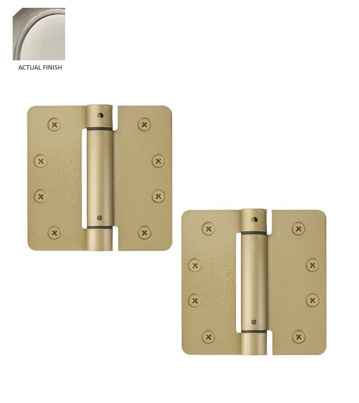 Emtek Plated Steel UL Listed Spring Hinge, 4" x 4" with 1/4" Radius Corners in Pewter finish
