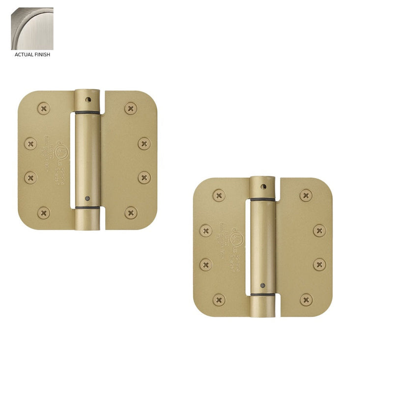 Emtek Plated Steel UL Listed Spring Hinge, 4" x 4" with 5/8" Radius Corners in Pewter finish