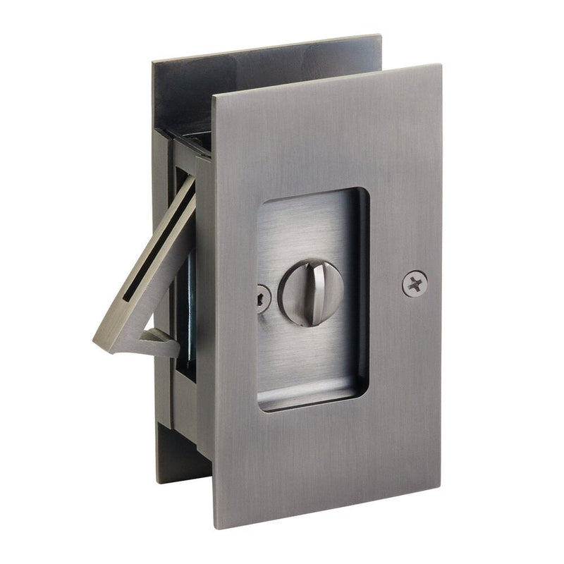 Emtek Privacy Modern Rectangular Pocket Door Lock in Pewter finish