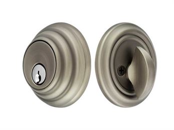 Emtek Single Cylinder Low Profile Keyed Deadbolt in Pewter finish