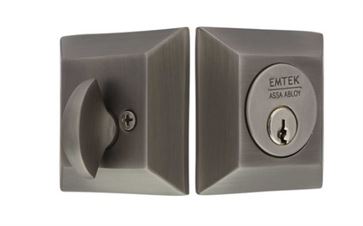 Emtek Single Cylinder Quincy Keyed Deadbolt in Pewter finish