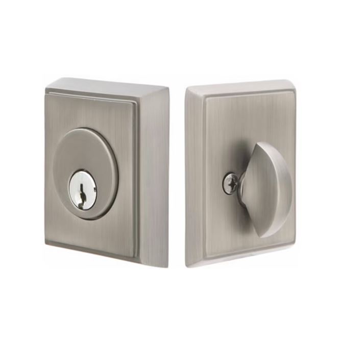 Emtek Single Cylinder Rectangular Keyed Deadbolt in Pewter finish