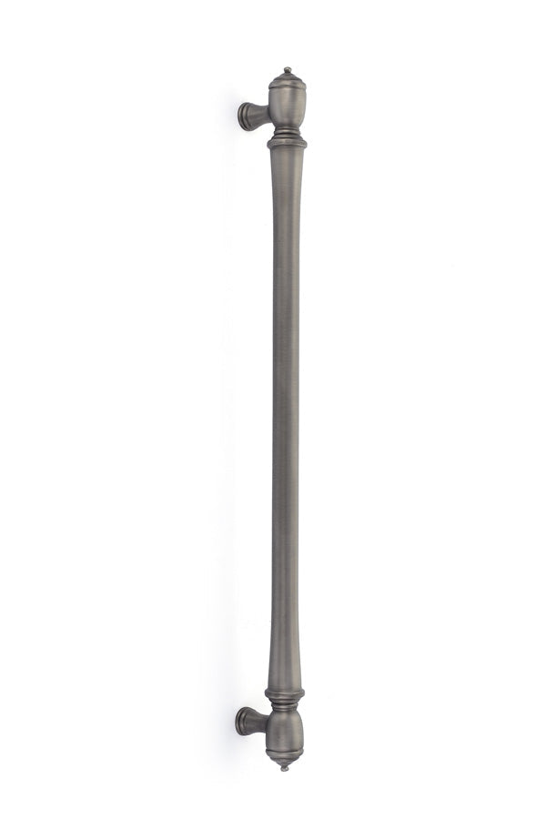 The Emtek Spindle Appliance Pull, 18" Center to Center in Pewter finish