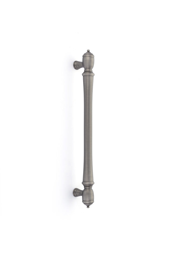 The Emtek Spindle Appliance Pull, 12" Center to Center in Pewter finish