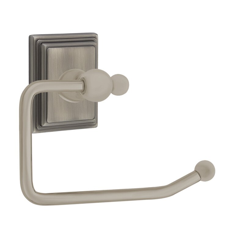 Emtek Traditional Brass Paper Holder - Bar Style (3 3/8" Projection) With Wilshire Rosette in Pewter finish