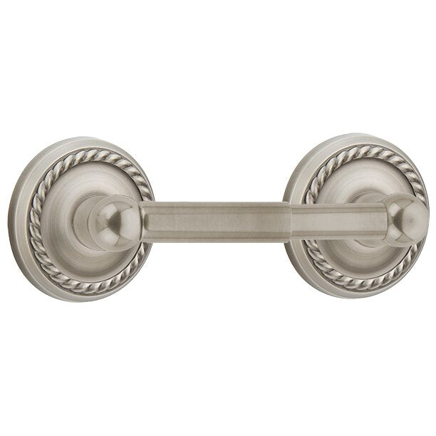 Emtek Traditional Brass Paper Holder - Spring Rod Style (3 3/8" Projection) With Rope Rosette in Pewter finish