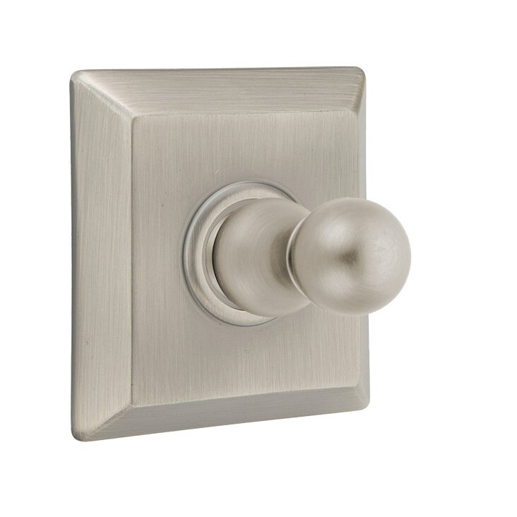 Emtek Traditional Brass Single Robe Hook With Quincy Rosette in Pewter finish