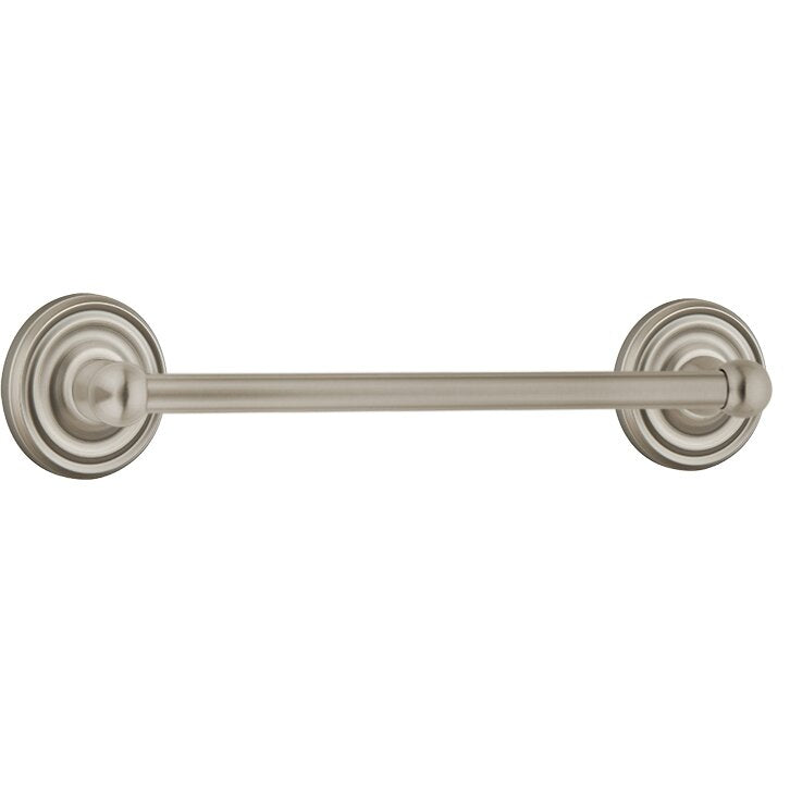 The Emtek Traditional Brass Towel Bar with Regular Rosette in Pewter finish.