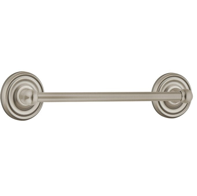 The Emtek Traditional Brass Towel Bar with Regular Rosette in Pewter finish.