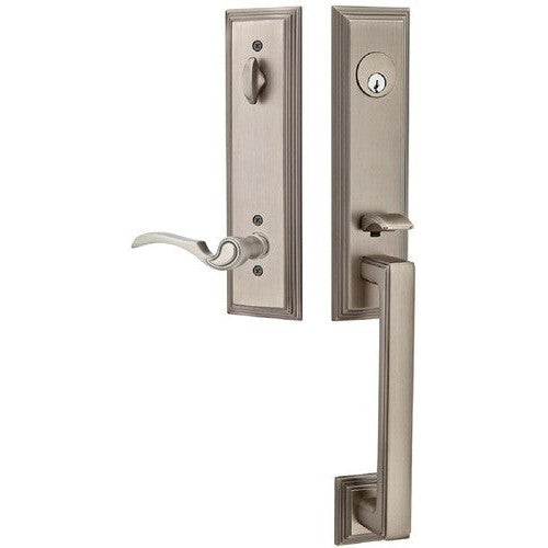 Emtek Wilshire Tubular Entrance Handleset With Coventry Lever in Pewter finish