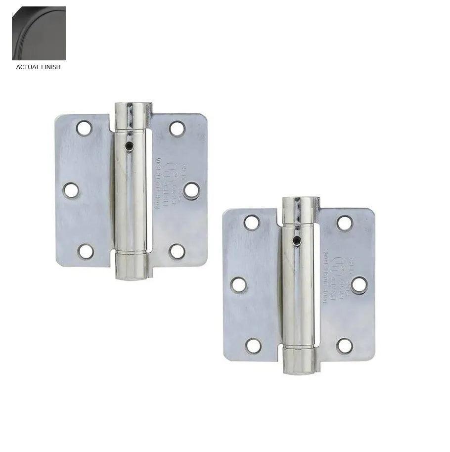 Emtek Plated Steel UL Listed Spring Hinge, 3.5" x 3.5" with 1/4" Radius Corners Flat Black