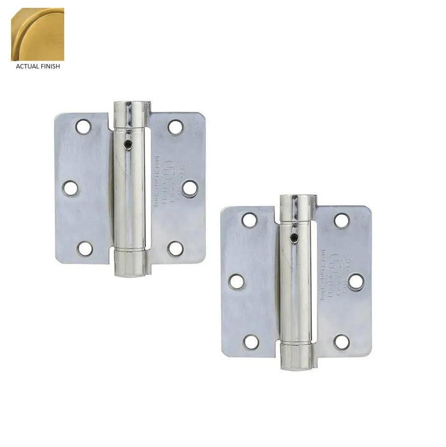 Emtek Plated Steel UL Listed Spring Hinge, 3.5" x 3.5" with 1/4" Radius Corners French Antique