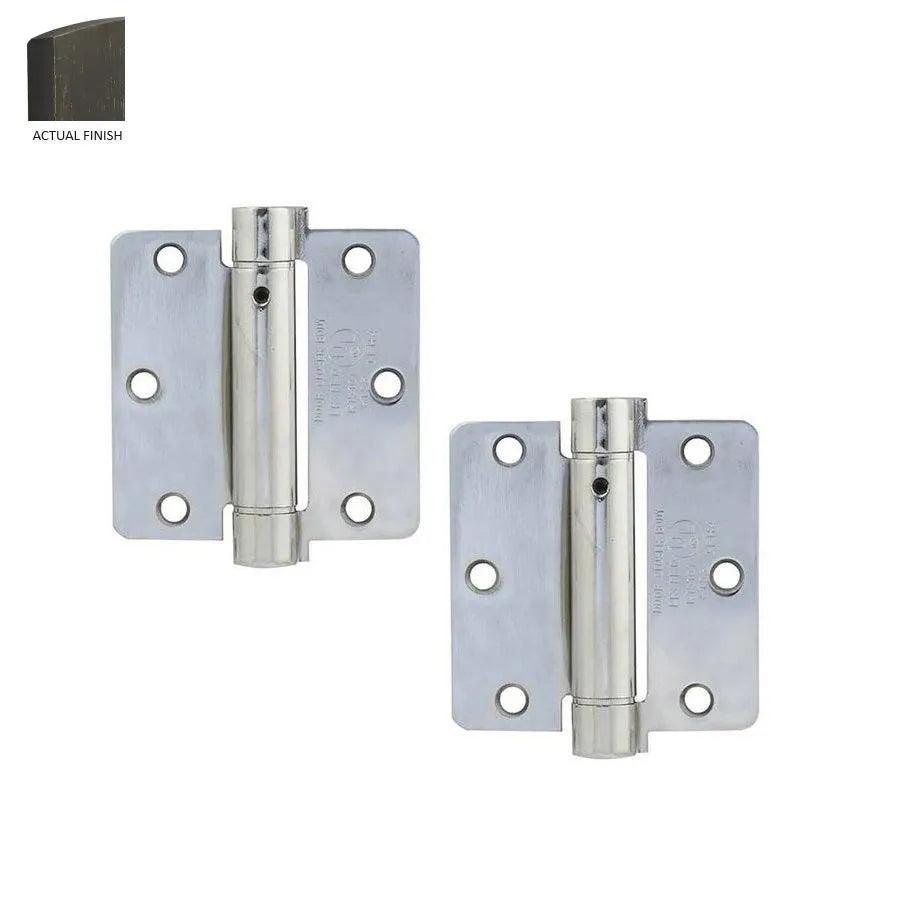 Emtek Plated Steel UL Listed Spring Hinge, 3.5" x 3.5" with 1/4" Radius Corners Medium Bronze Patina