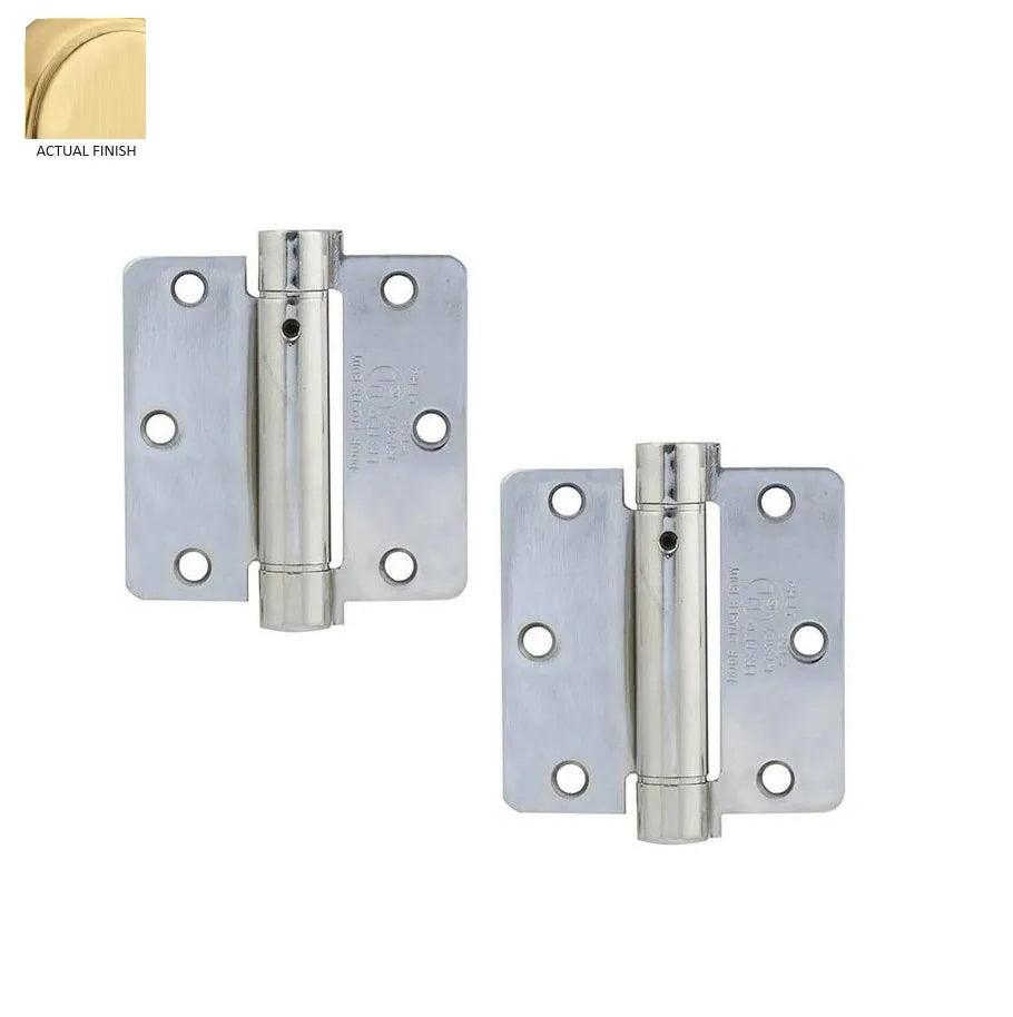 Emtek Plated Steel UL Listed Spring Hinge, 3.5" x 3.5" with 1/4" Radius Corners Satin Brass