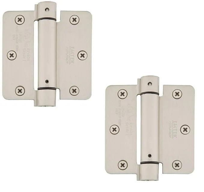 Emtek Plated Steel UL Listed Spring Hinge, 3.5" x 3.5" with 1/4" Radius Corners Satin Nickel