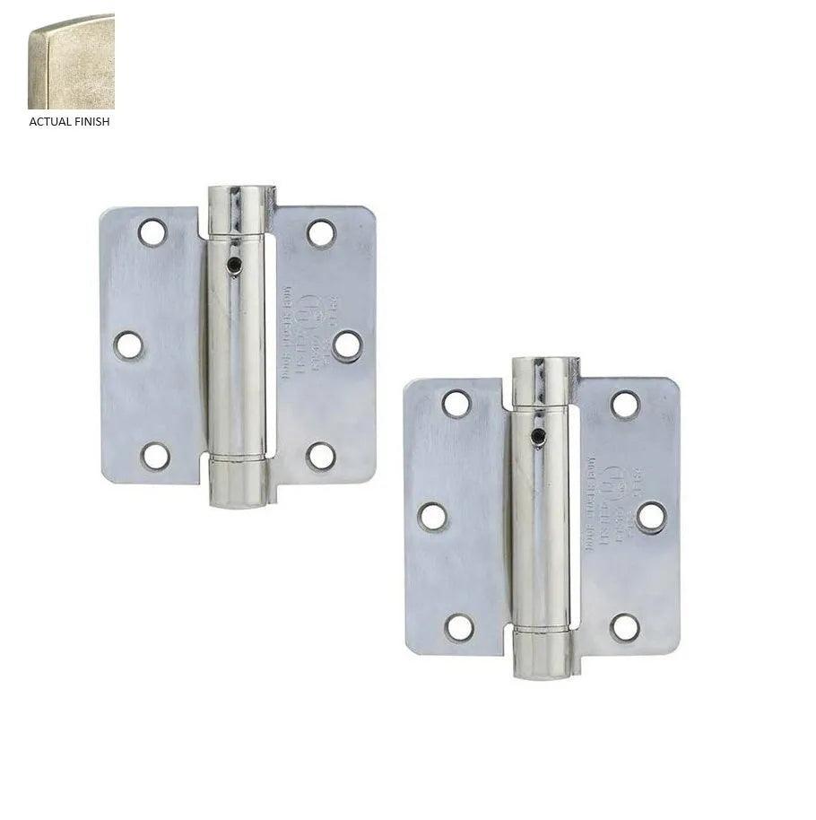 Emtek Plated Steel UL Listed Spring Hinge, 3.5" x 3.5" with 1/4" Radius Corners Tumbled White Bronze