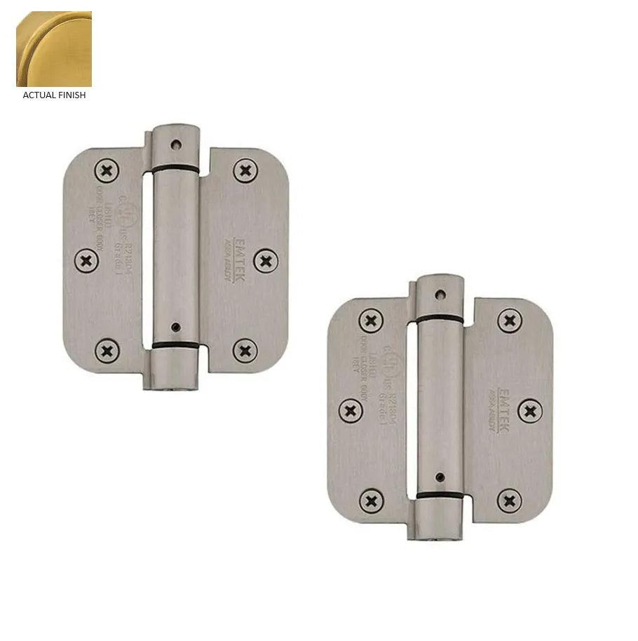The Emtek Plated Steel UL Listed Spring Hinge, 3.5" x 3.5" with 5/8" Radius Corners in French Antique finish