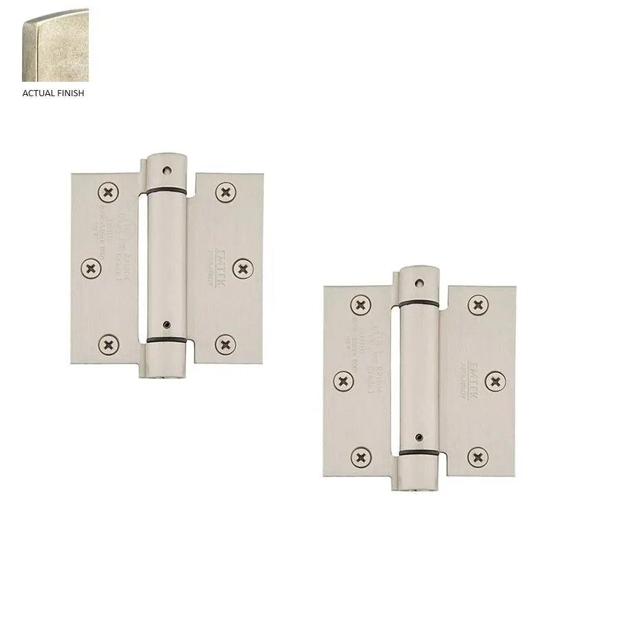 Emtek Plated Steel UL Listed Spring Hinge, 3.5" x 3.5" with Square Corners Tumbled White Bronze