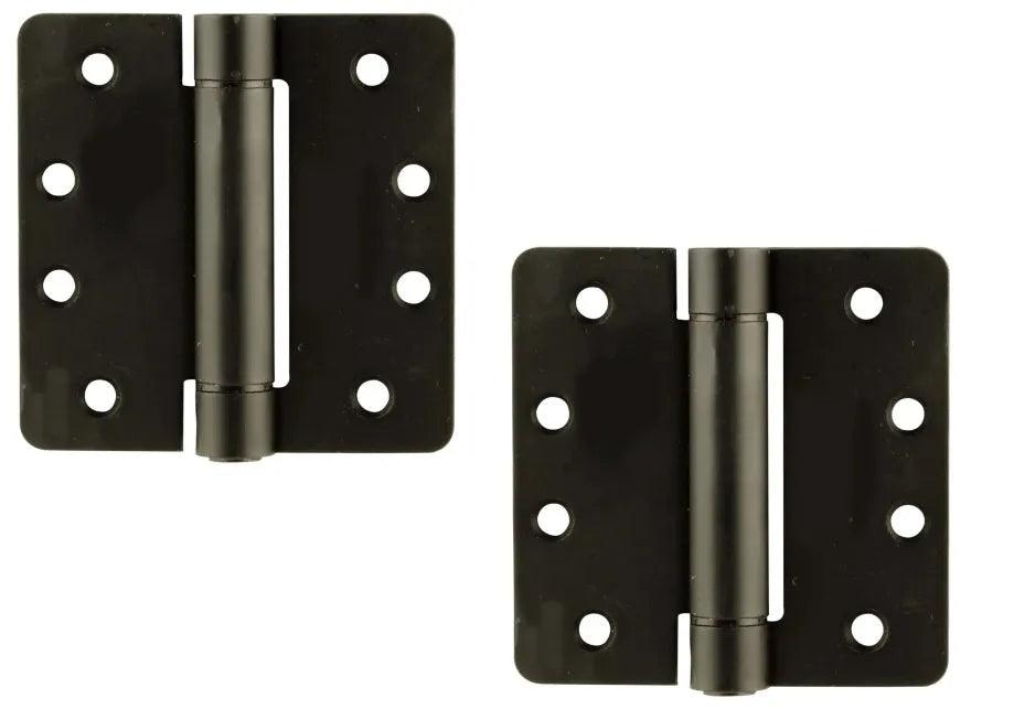 Emtek Plated Steel UL Listed Spring Hinge, 4" x 4" with 1/4" Radius Corners Flat Black