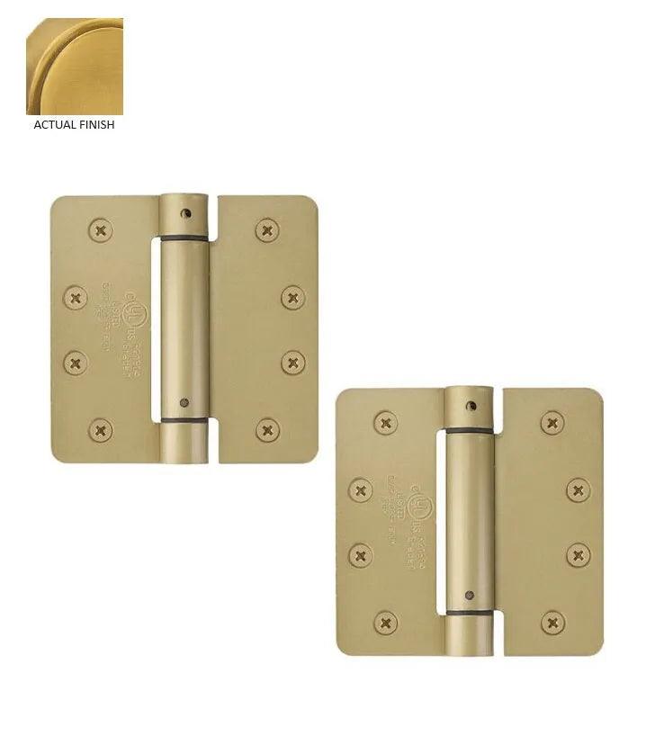 Emtek Plated Steel UL Listed Spring Hinge, 4" x 4" with 1/4" Radius Corners French Antique