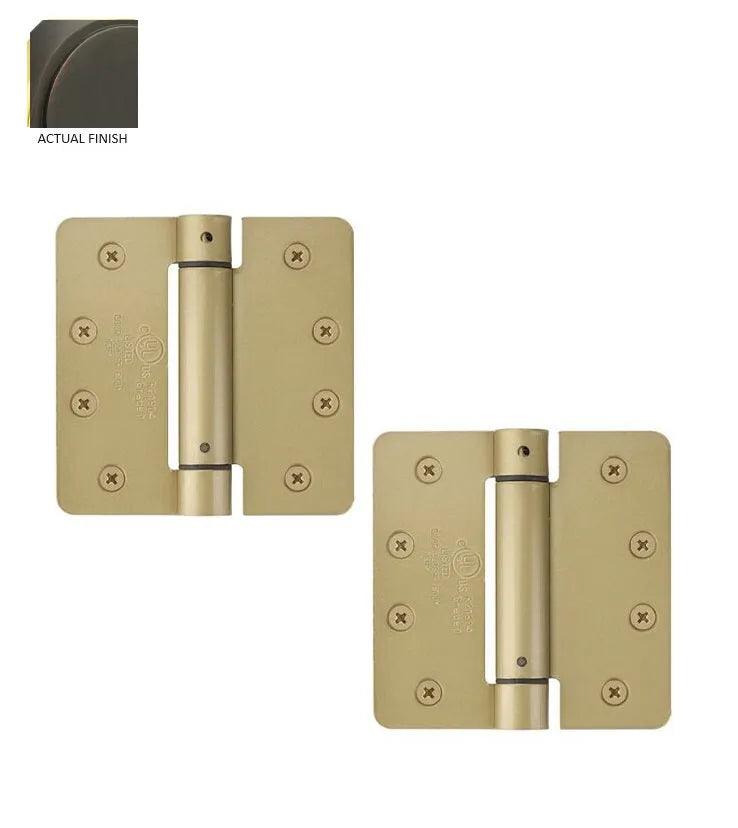 Emtek Plated Steel UL Listed Spring Hinge, 4" x 4" with 1/4" Radius Corners Oil Rubbed Bronze
