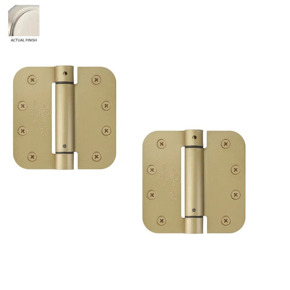 Emtek Plated Steel UL Listed Spring Hinge, 4" x 4" with 5/8" Radius Corners Satin Nickel