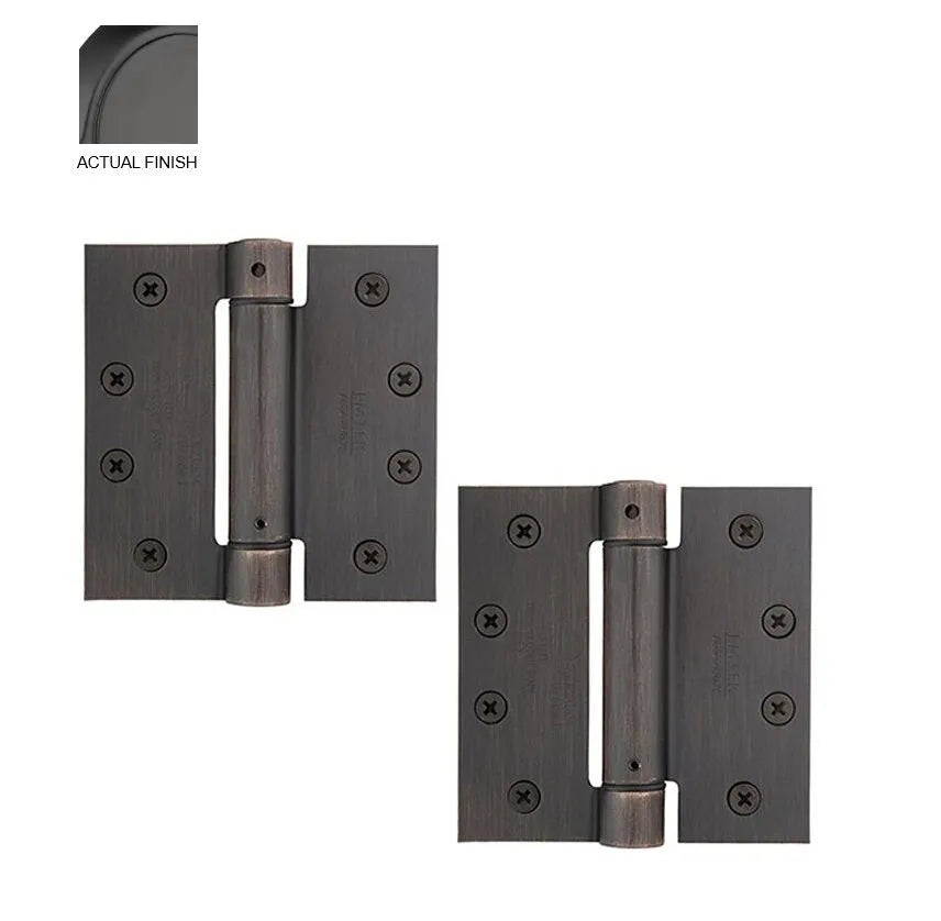 Emtek Plated Steel UL Listed Spring Hinge, 4" x 4" with Square Corners Flat Black
