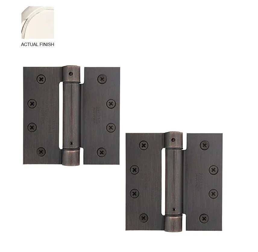 Emtek Plated Steel UL Listed Spring Hinge, 4" x 4" with Square Corners Lifetime Polished Nickel