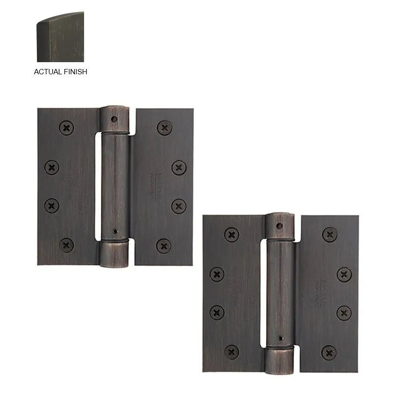 Emtek Plated Steel UL Listed Spring Hinge, 4" x 4" with Square Corners Medium Bronze Patina