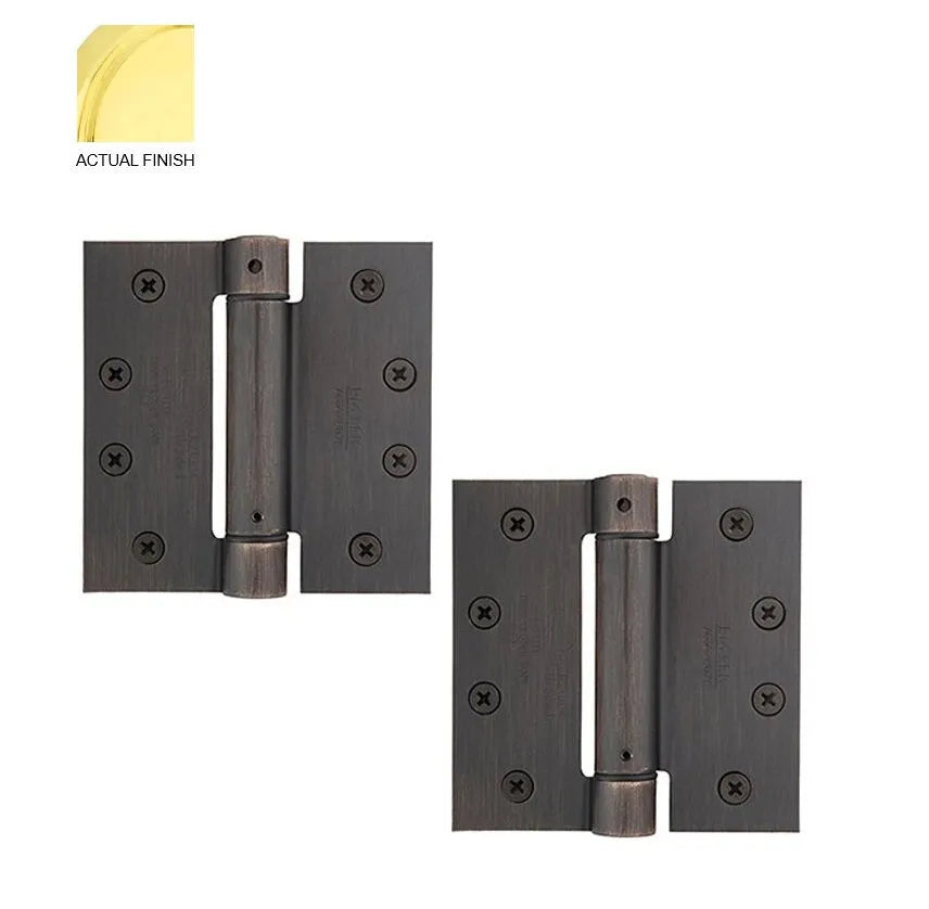 Emtek Plated Steel UL Listed Spring Hinge, 4" x 4" with Square Corners Polished Brass