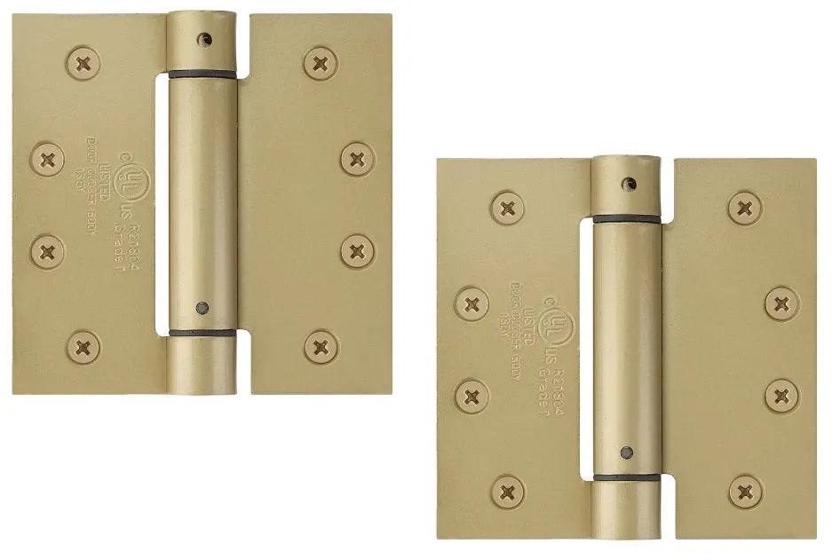Emtek Plated Steel UL Listed Spring Hinge, 4" x 4" with Square Corners in Satin Brass finish