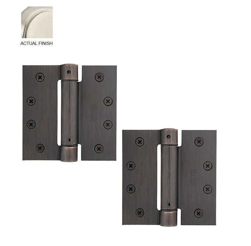Emtek Plated Steel UL Listed Spring Hinge, 4" x 4" with Square Corners Satin Nickel