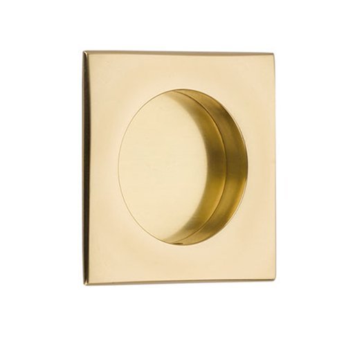 The Emtek 2 1/2" Square Flush Pull in Polished Brass finish