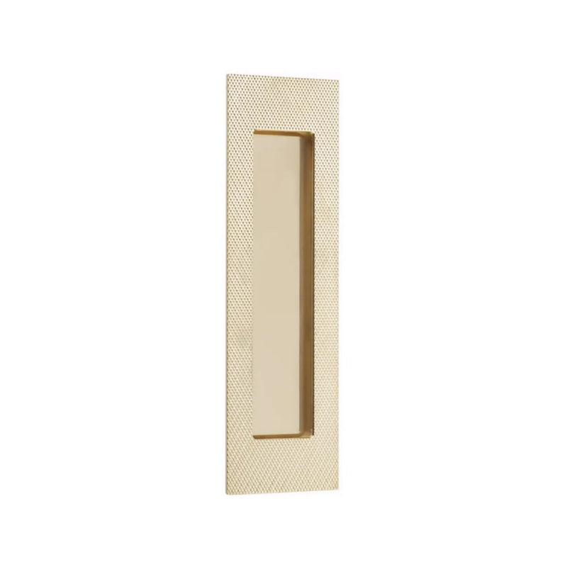 Emtek 7" Modern Rectangular Knurled Flush Pull with Plain Pocket in Polished Brass finish