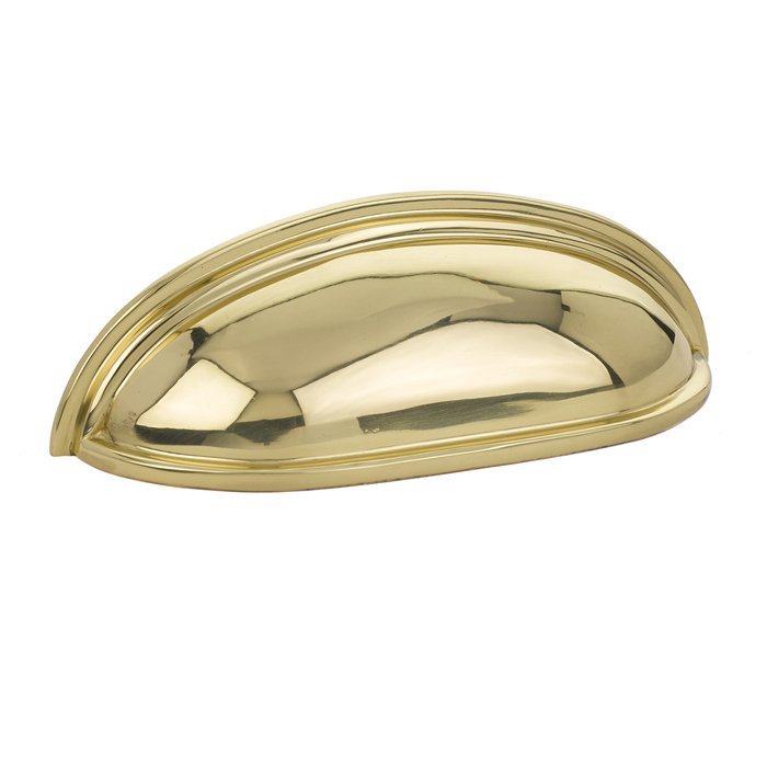 The Emtek Cup Cabinet Pull in Polished Brass finish.