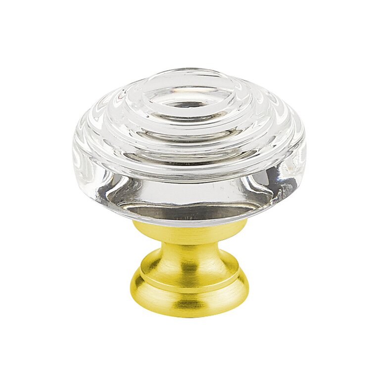 The Emtek Deco Glass Knob 1-1/4" Wide (1-3/8" Projection) in Polished Brass finish