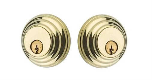 Emtek Double Cylinder Low Profile Keyed Deadbolt in Polished Brass finish