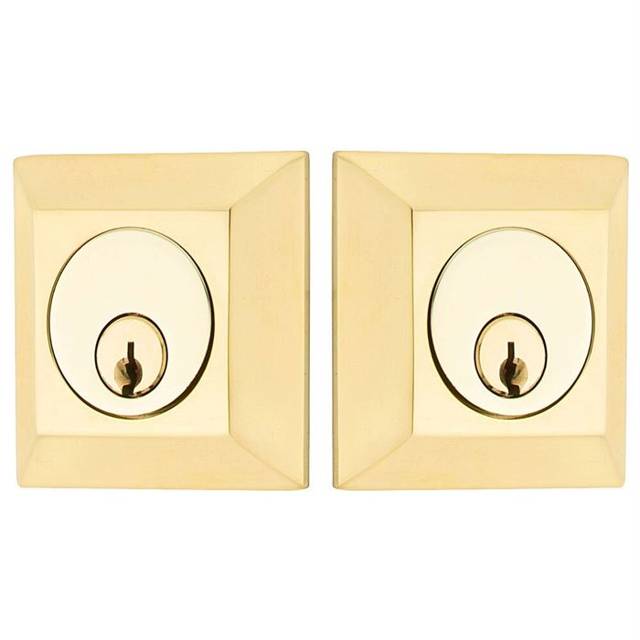 Emtek Double Cylinder Quincy Keyed Deadbolt in Polished Brass finish