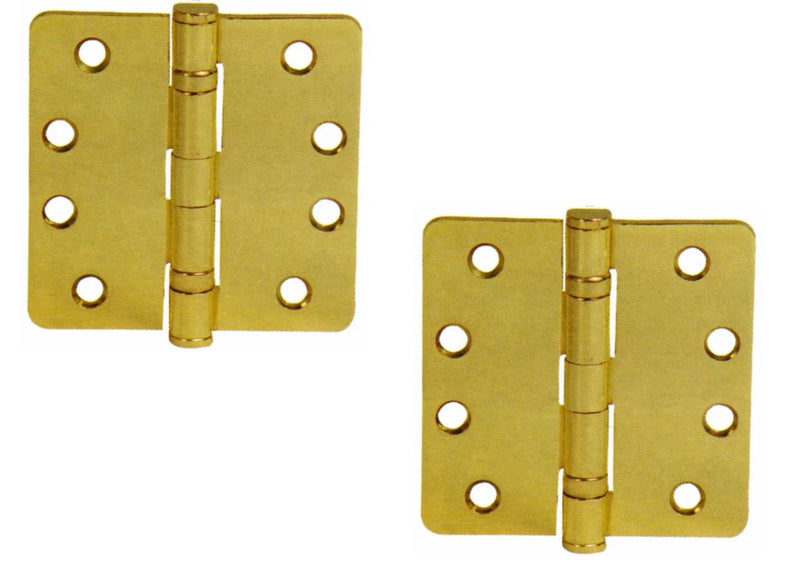 Emtek Heavy Duty Steel Ball Bearing Hinge, 4" x 4" with 1/4" Radius Corners in Polished Brass finish