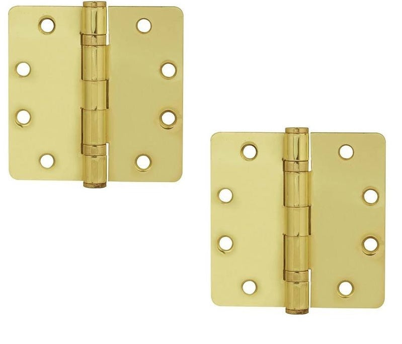 Emtek Heavy Duty Steel Ball Bearing Hinge, 4.5" x 4.5" with 1/4" Radius Corners in Polished Brass finish