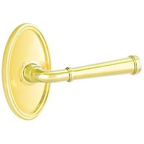 Emtek Merrimack Lever With Oval Rosette in Polished Brass finish