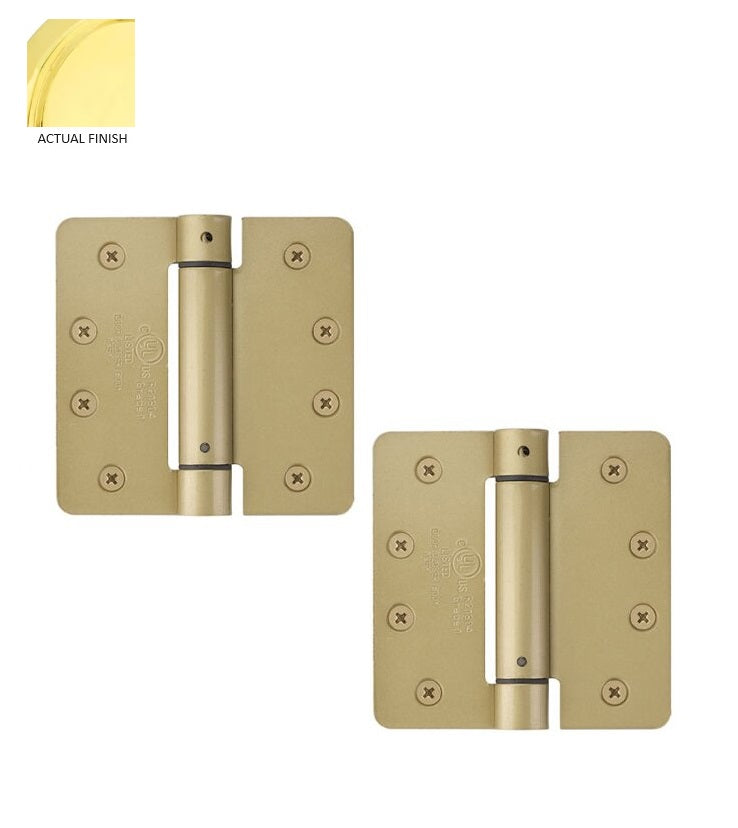 Emtek Plated Steel UL Listed Spring Hinge, 4" x 4" with 1/4" Radius Corners in Polished Brass finish