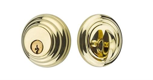 Emtek Single Cylinder Low Profile Keyed Deadbolt in Polished Brass finish