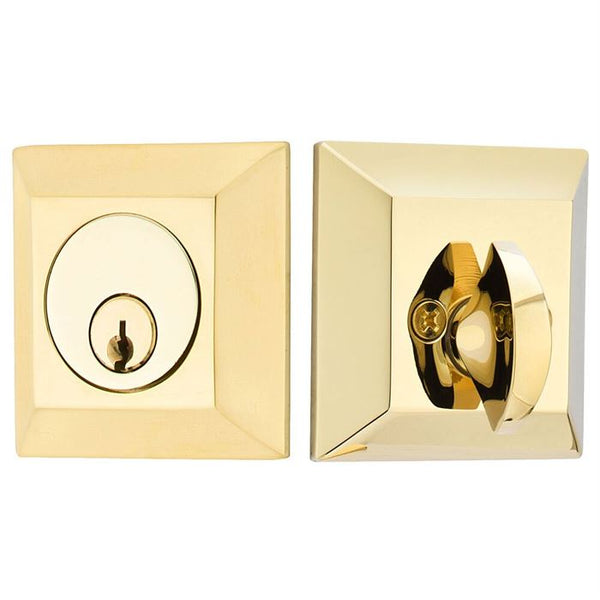 Emtek Single Cylinder Quincy Keyed Deadbolt in Polished Brass finish