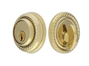 Emtek Single Cylinder Rope Keyed Deadbolt in Polished Brass finish