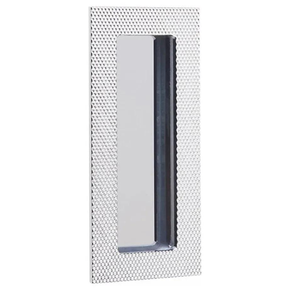 Emtek 4" Modern Rectangular Knurled Flush Pull with Plain Pocket in Polished Chrome finish
